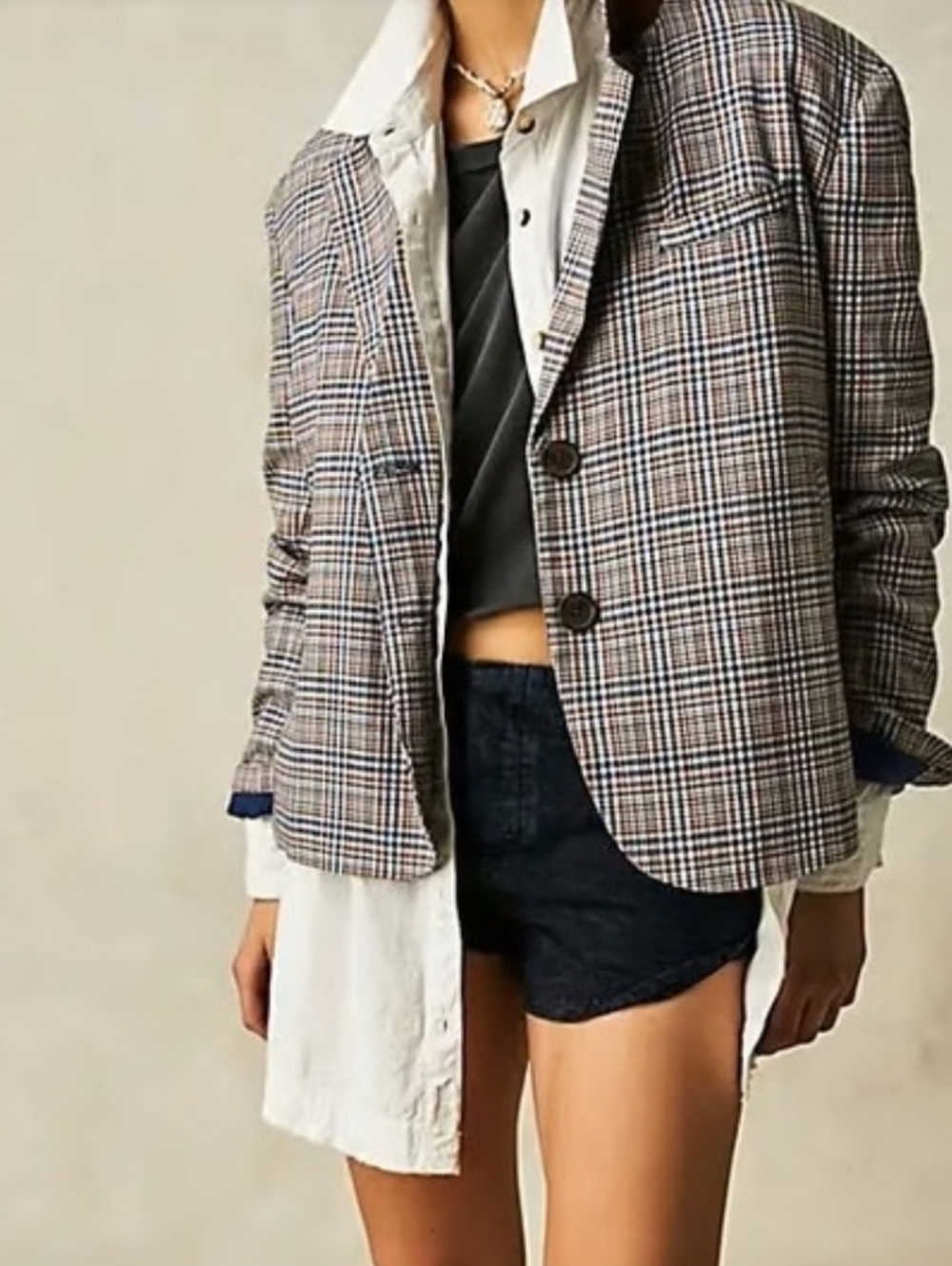 Free People We The Free Cali Plaid Blazer